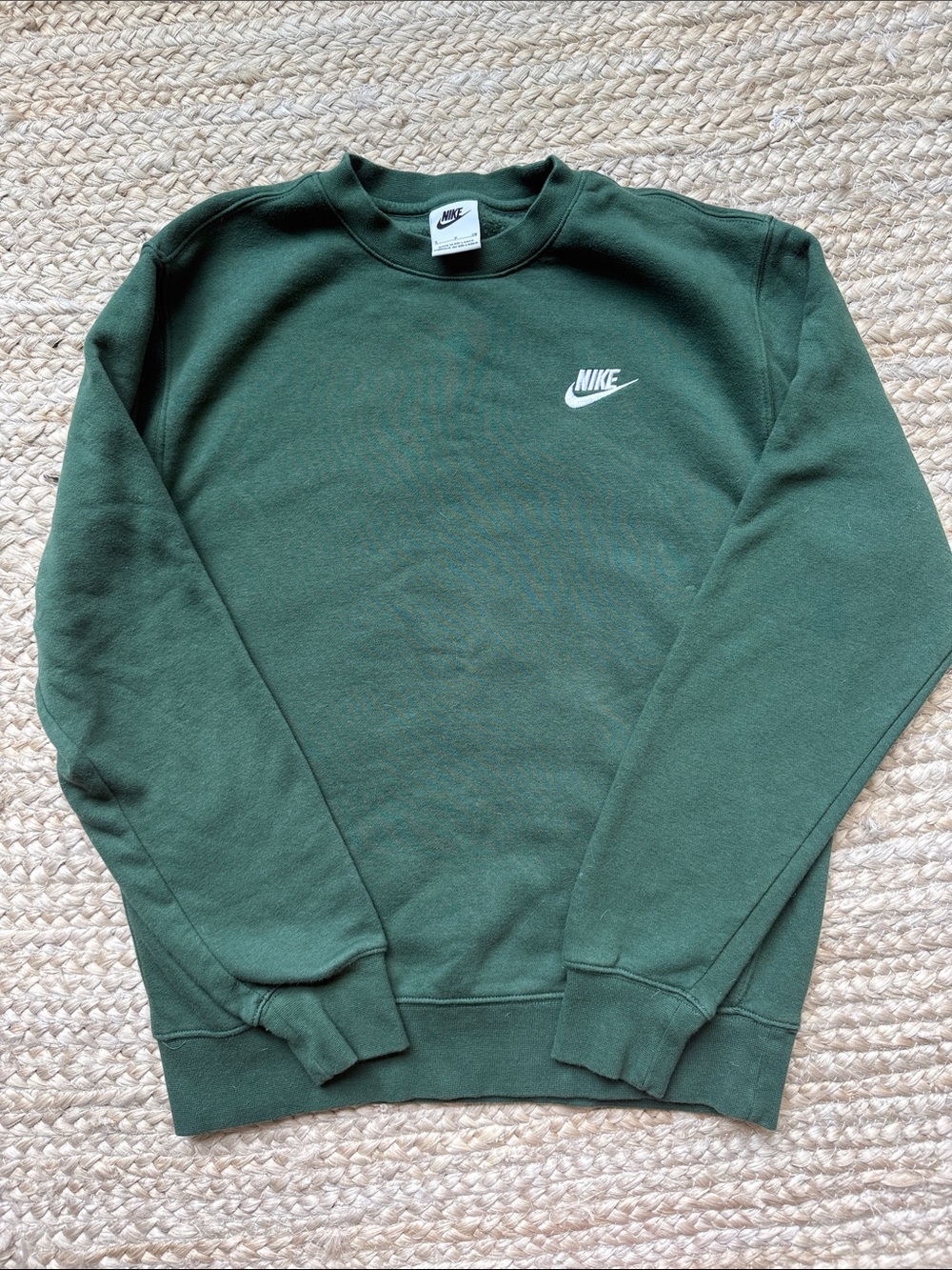 Nike Crewneck Sweatshirt in Dark Green with White Logo